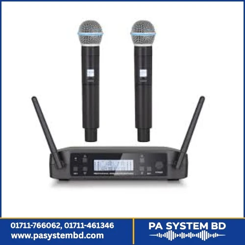 Verbex VT-GLXD4 Dual UHF Wireless Microphone System Ideal for Cantonment, School, Hospital, University, Army, Navy, BGB & Police Use