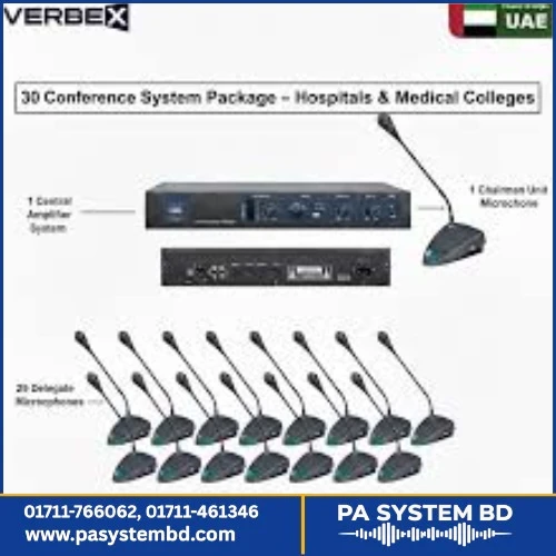 Verbex 30-Piece Conference System Package – 1 Central Amplifier, 29 Delegate Units & 1 Chairman Unit