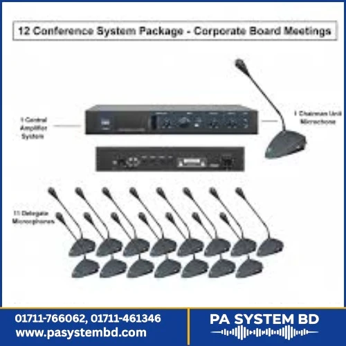 Verbex 12-Piece Conference System Package –1 Central Amplifier, 11 Delegate Units & 1 Chairman Unit