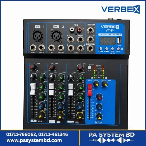 Verbex VT-F4 4-Channel Audio Interface Mixer