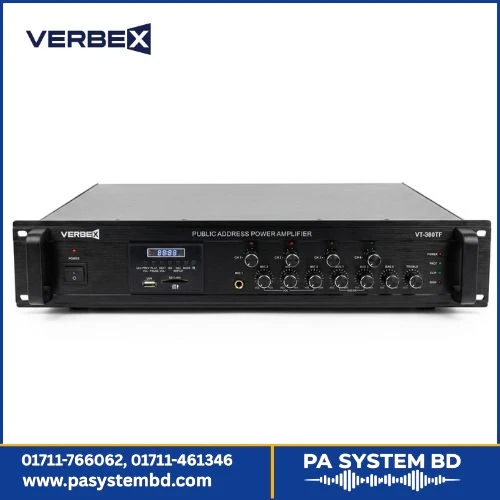Verbex VT-380TF 380-Watt with Bluetooth, USB and 4 Zones Professional Amplifier for Masjid and Industry