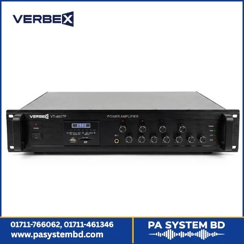 Verbex VT-480TF 480-Watt with Bluetooth, USB and 4 Zones Professional Amplifier for Masjid and Industry