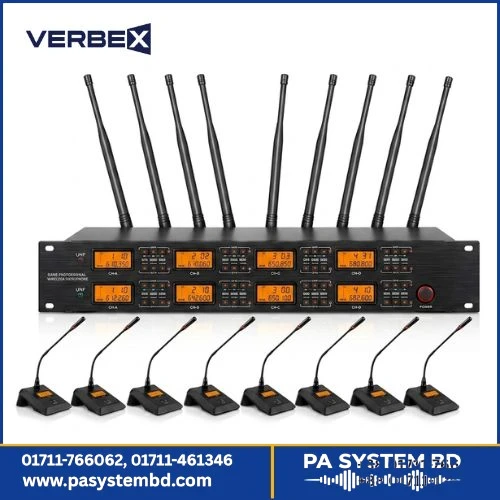 Verbex VT-UR8000 8CH Gooseneck Table-Top Wireless Microphone