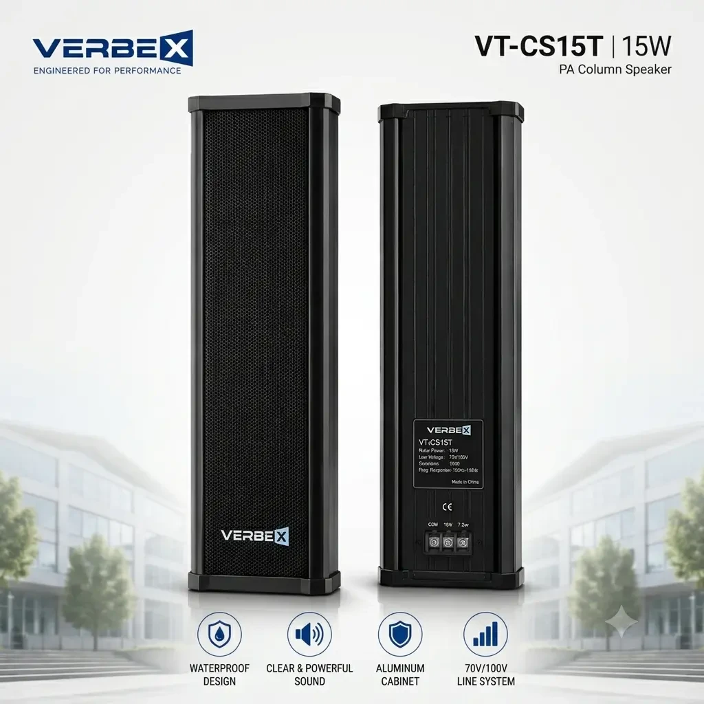 VERBEX VT-CS15T 15W High Sensitivity Column Loudspeaker | Aluminum PA Speaker