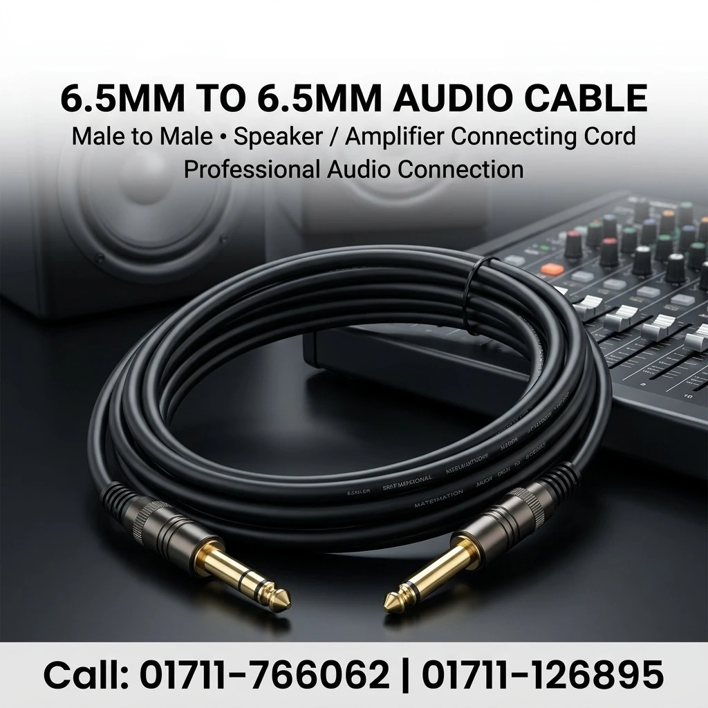 6.5mm to 6.5mm (6.35mm) Male-to-Male Professional Audio Cable