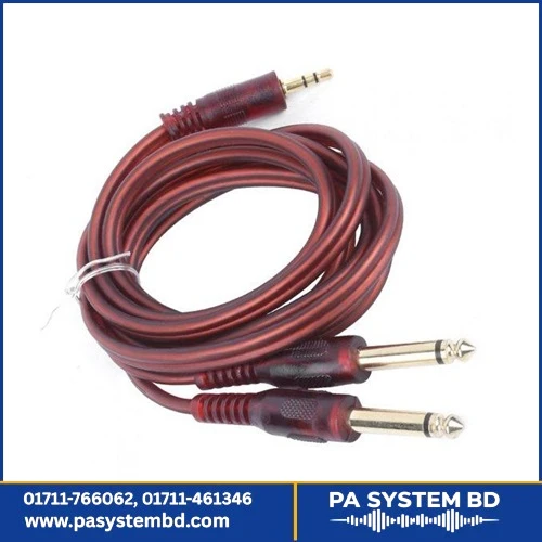 Audio cable 3.5mm stereo plug to double 6.35mm plug computer
