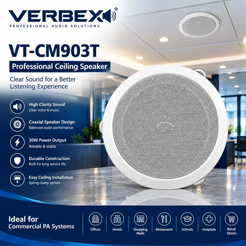 Verbex VT-CM903T Professional 10-Watt Ceiling Speaker Price in Bangladesh | Reliable Performance