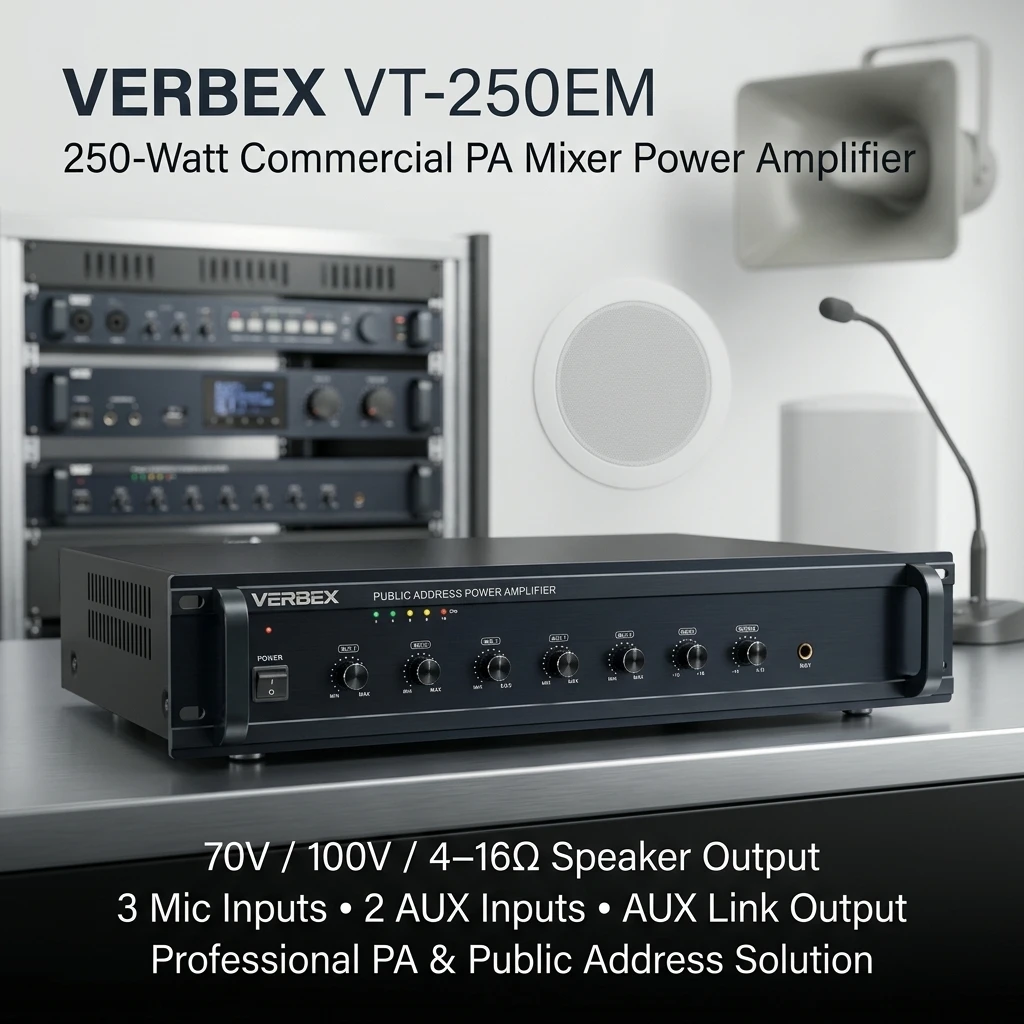 Verbex VT-250EM 250W PA Amplifier